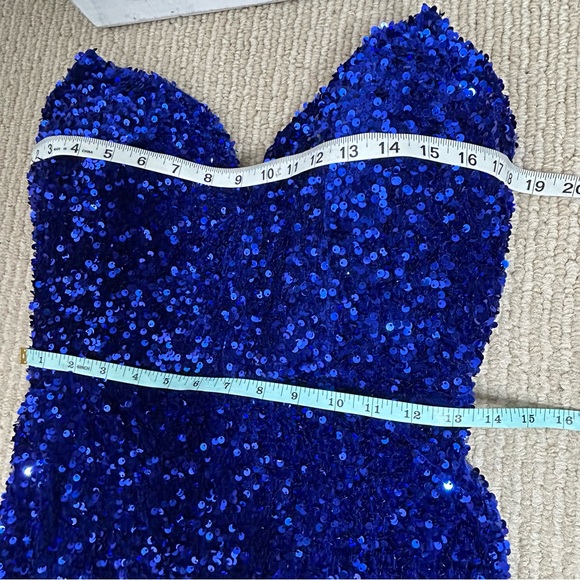 Moda Glam 'Dita Strapless Sequin Embellished Velvet Gown in Royal Blue - Picture 15 of 16